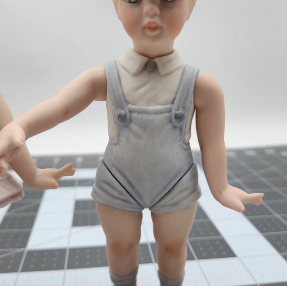 Vintage Toddler Doll Boy And Girl 6.5" 2003 Jointed Poseable Bisque Porcelain - Picture 2 of 9